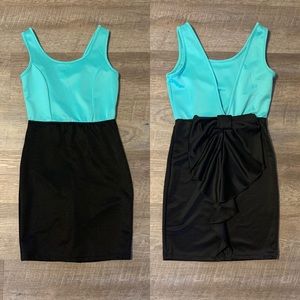 Turquoise and Black Bodycon Dress